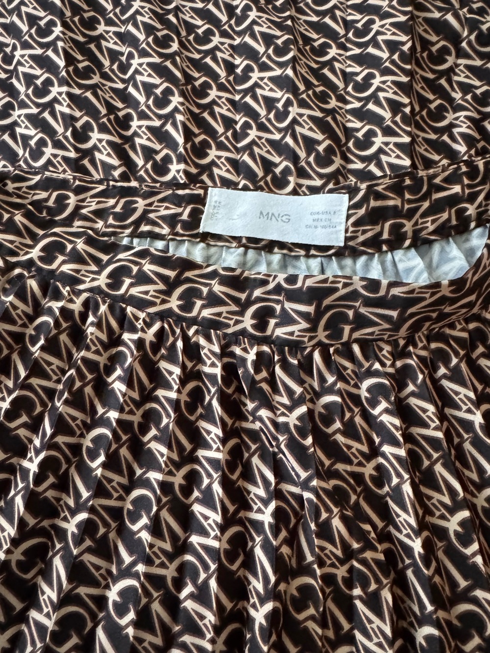Mango Black & Cream Logo-Print Skater Skirt